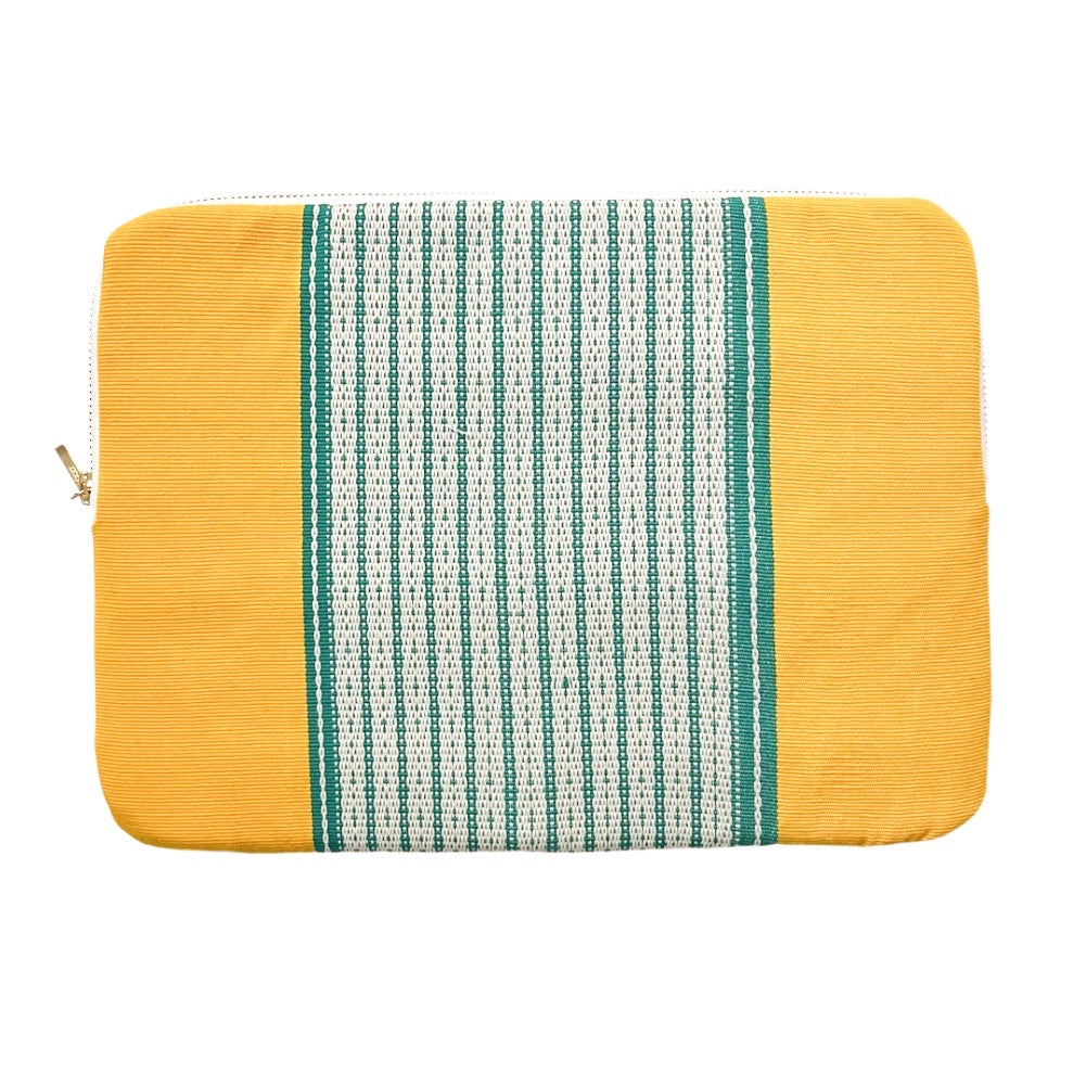 13-inch yellow and green computer sleeve