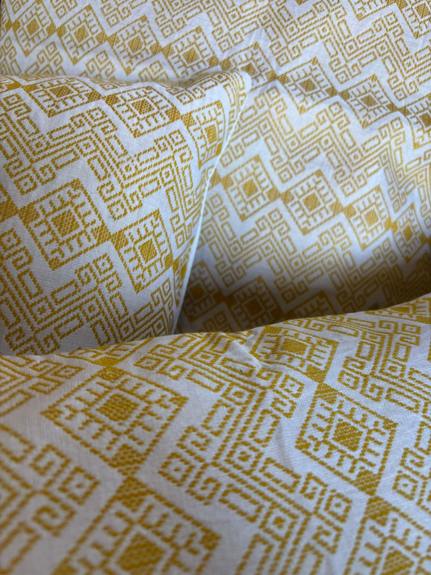 White and yellow Kachin cushion