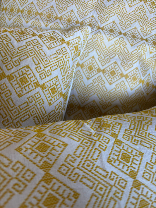 White and yellow Kachin cushion