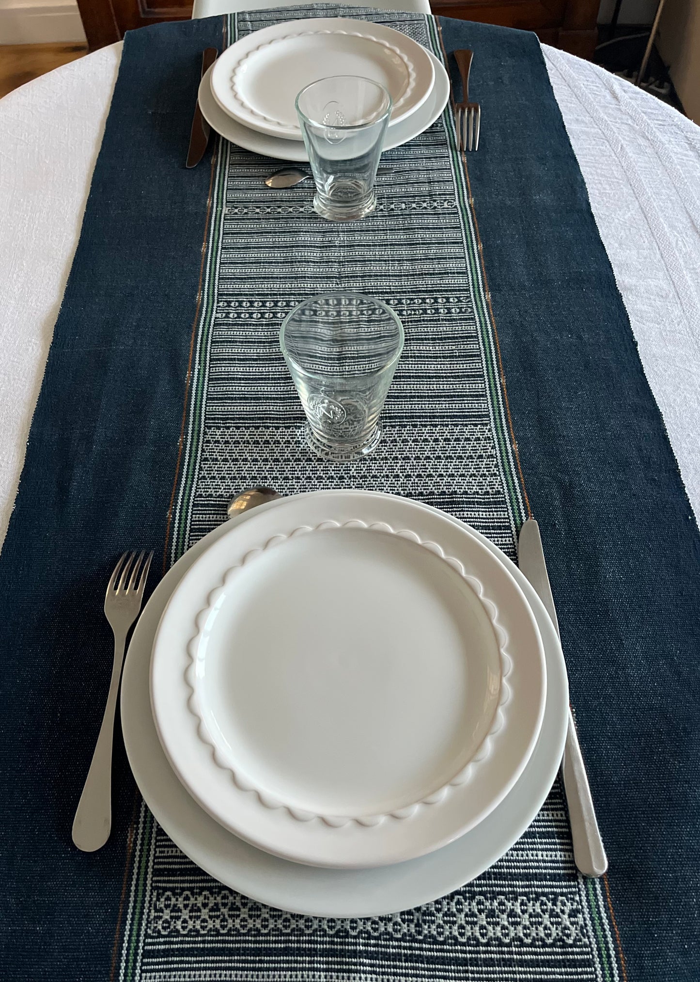 Indigo Blue Eyelash Table Runner
