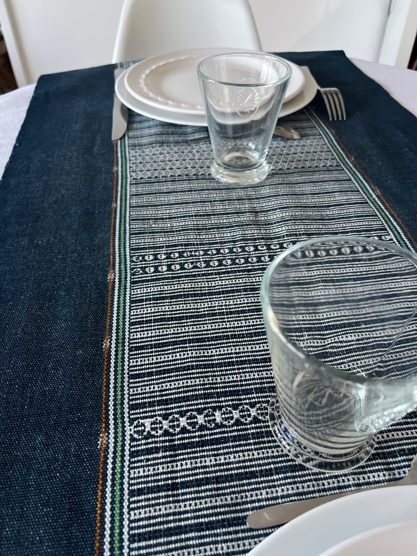 Indigo Blue Eyelash Table Runner