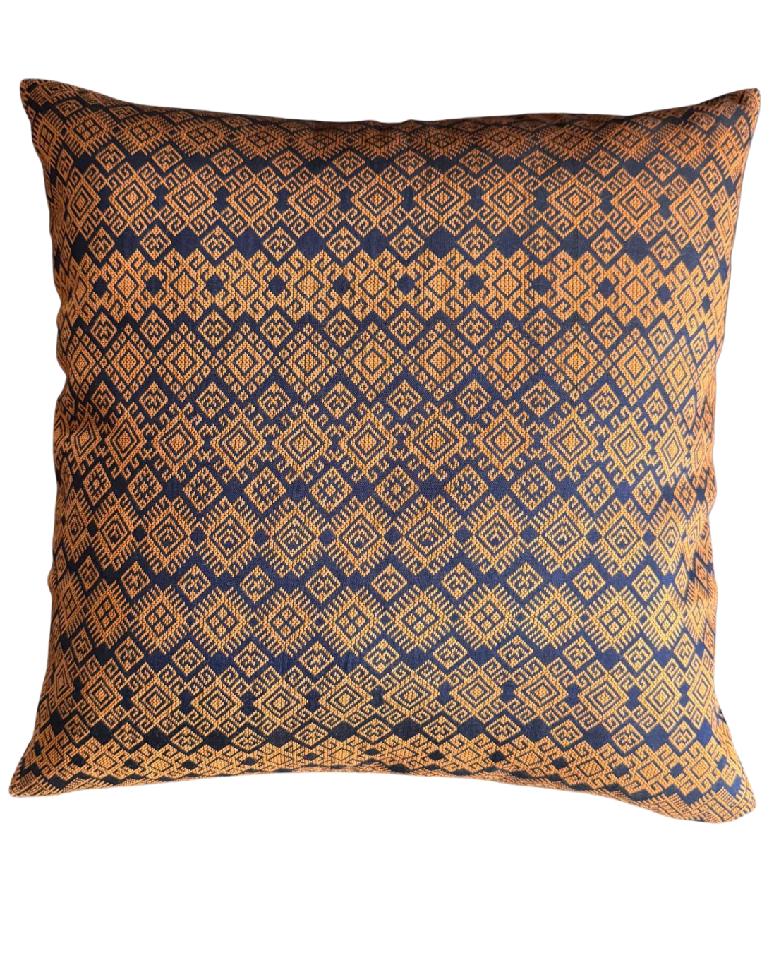 Housse de coussin Kachin bleu marine et orange (RIDA)