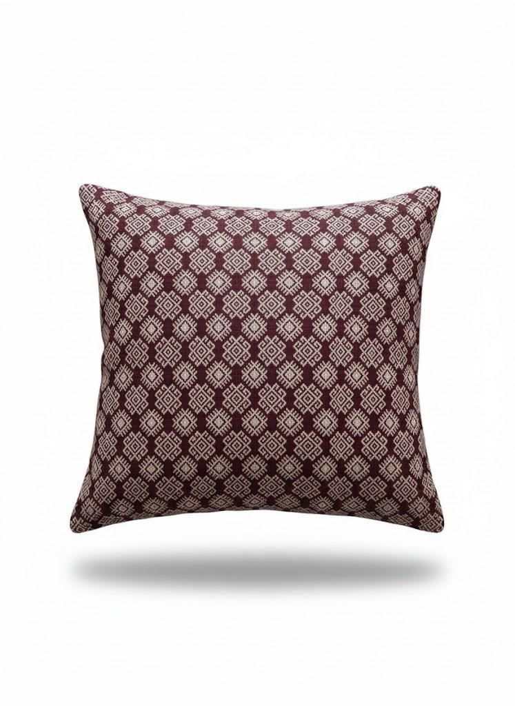 Housse de coussin Kachin bordeaux et beige (RIDA)