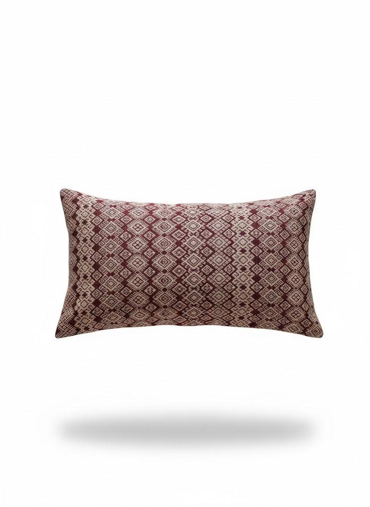 Housse de coussin Kachin bordeaux et beige (RIDA)