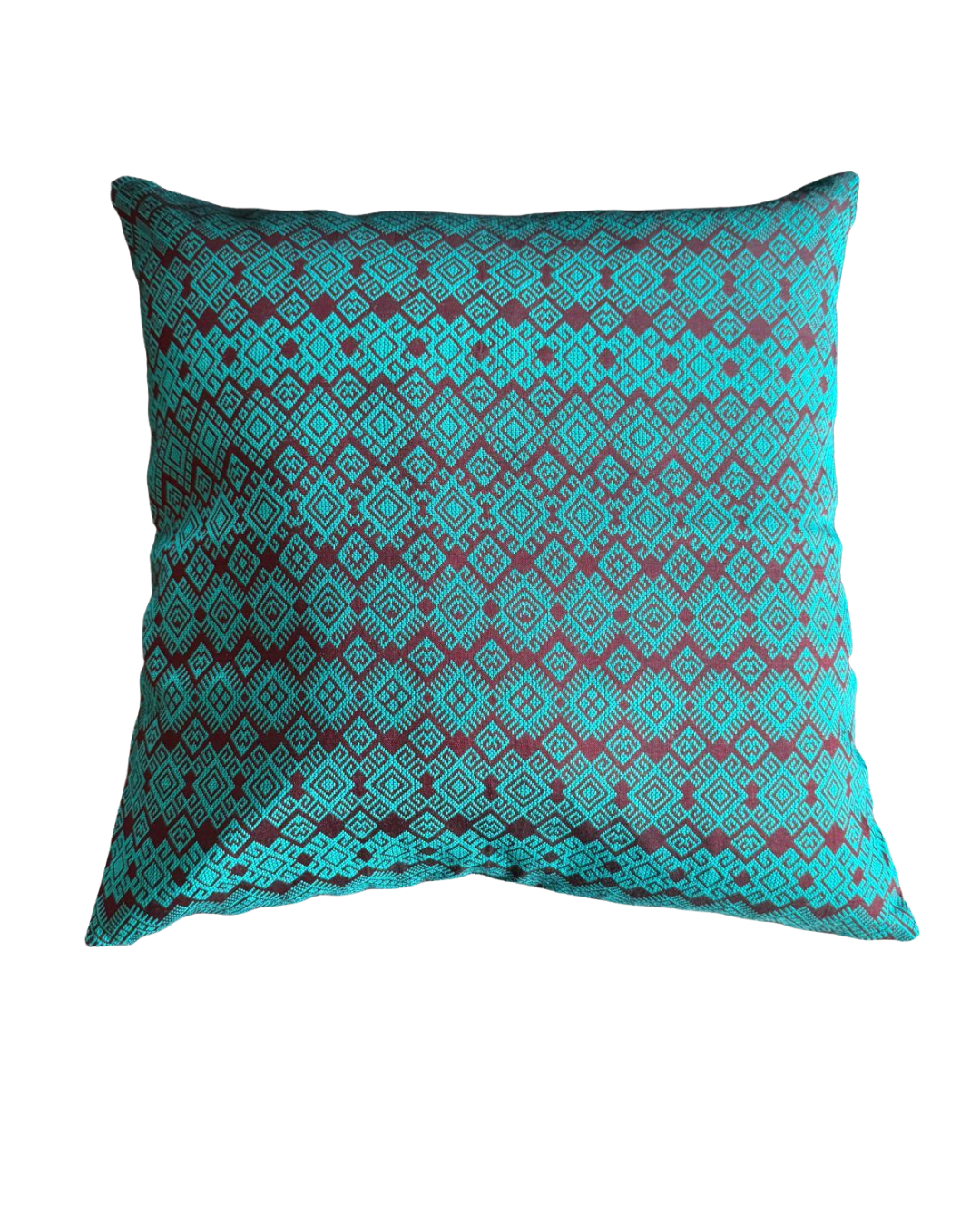 Housse de coussin Kachin bordeaux et turquoise (RIDA)