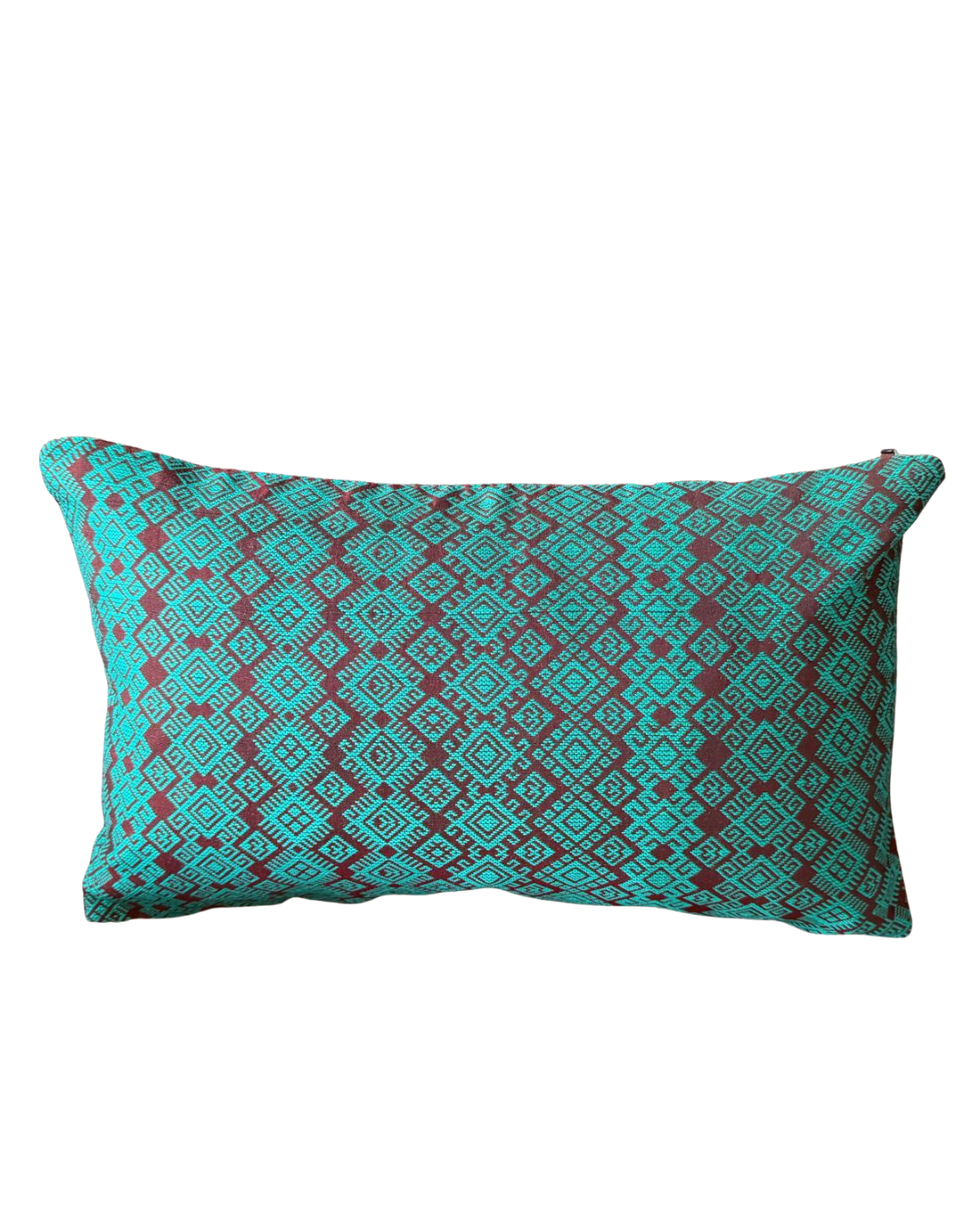 Housse de coussin Kachin bordeaux et turquoise (RIDA)