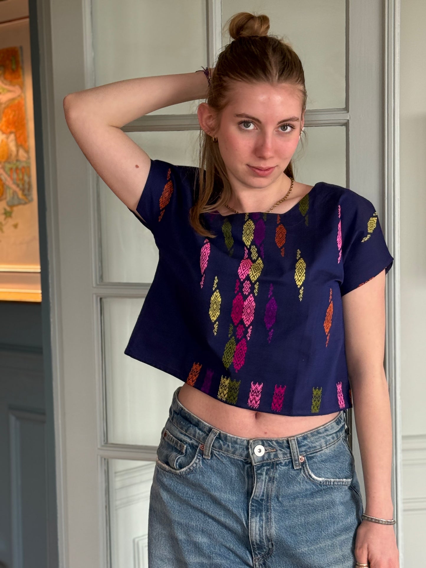 Khaki green Kachin Crop Top 