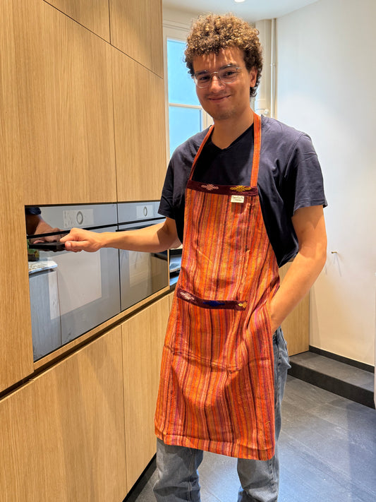 Red and black kitchen apron