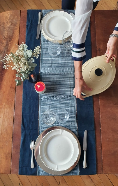 Indigo Blue Eyelash Table Runner